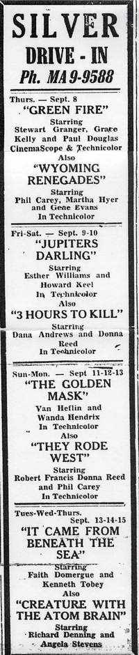 Silver Drive-In Theatre - Old Ad (newer photo)